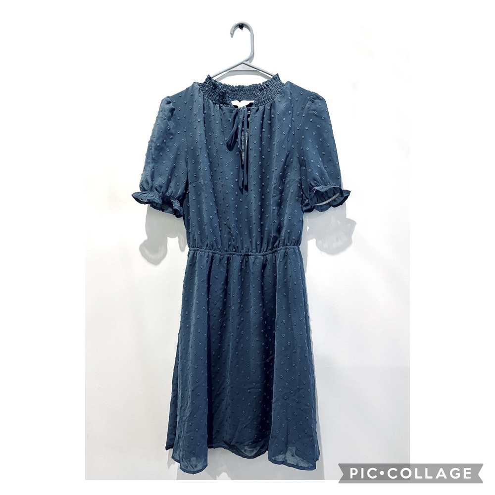 Slate Blue Polka Dot Dress